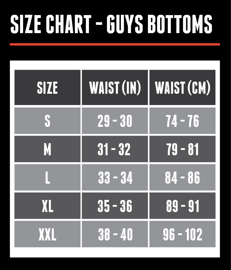 Size Chart – Guys Bottoms