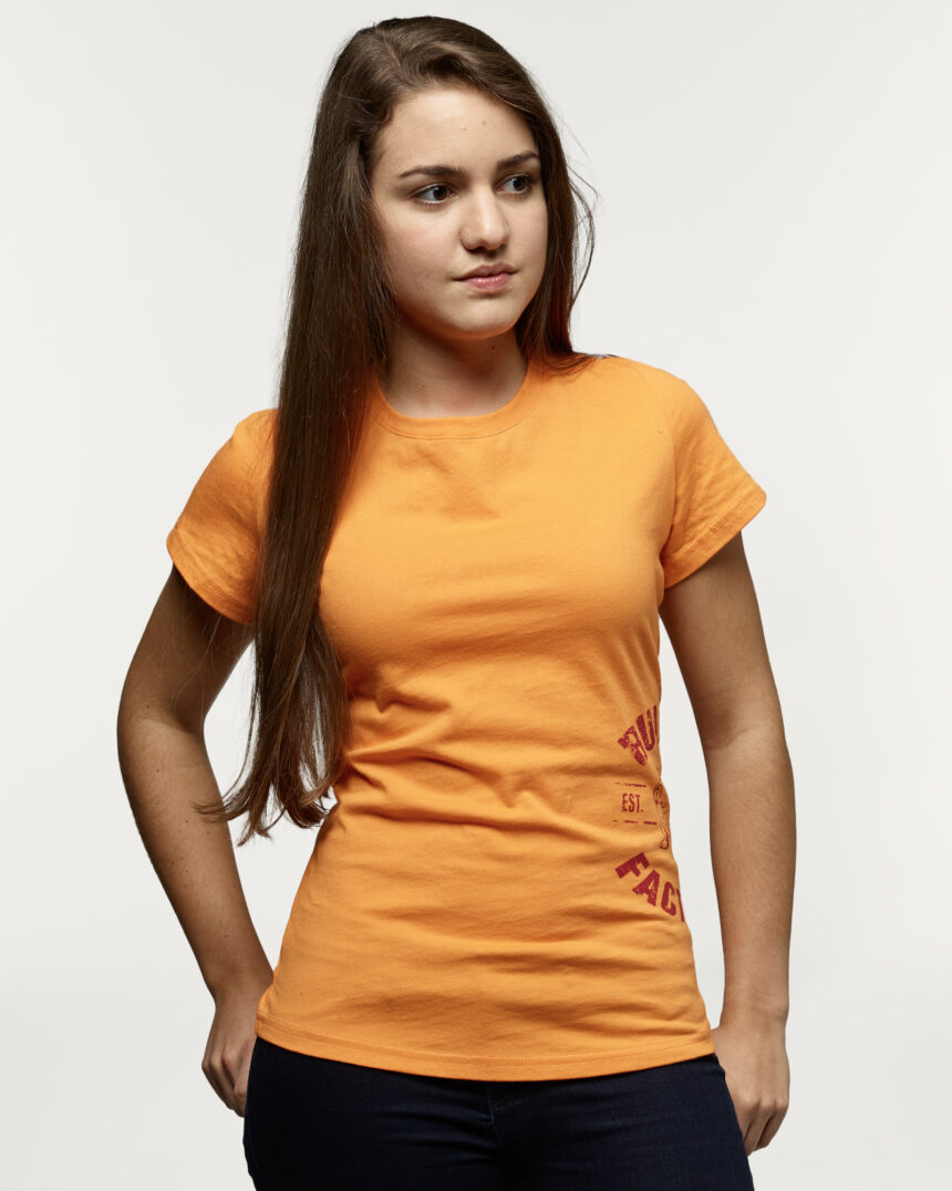 Girls Heritage Printed Ts - Flame Orange